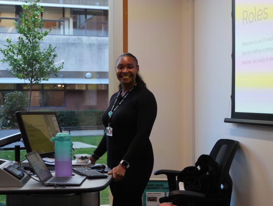 Shana delivering a CV workshop to a room of trainee teachers